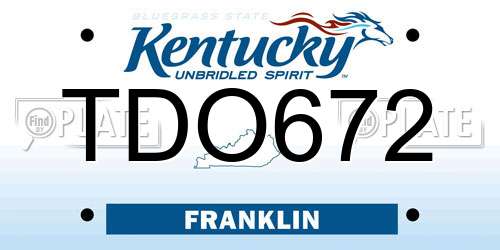 TDO672 Kentucky License Plate