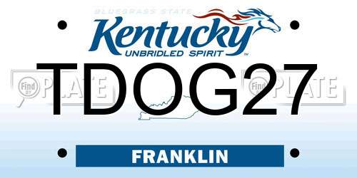 TDOG27 Kentucky License Plate