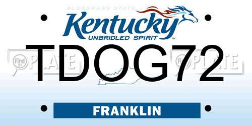 TDOG72 Kentucky License Plate