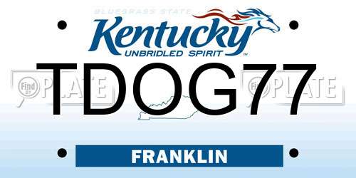 TDOG77 Kentucky License Plate