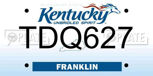 TDQ627 Kentucky License Plate