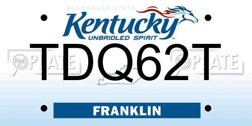 TDQ62T Kentucky License Plate