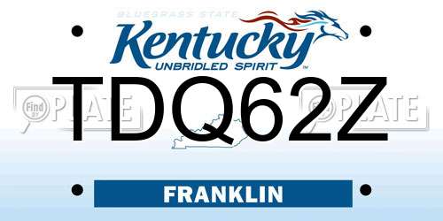 TDQ62Z Kentucky License Plate