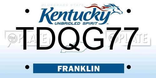 TDQG77 Kentucky License Plate