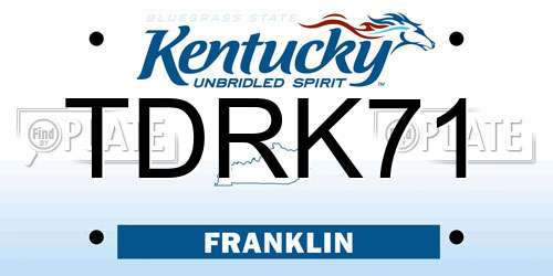 TDRK71 Kentucky License Plate