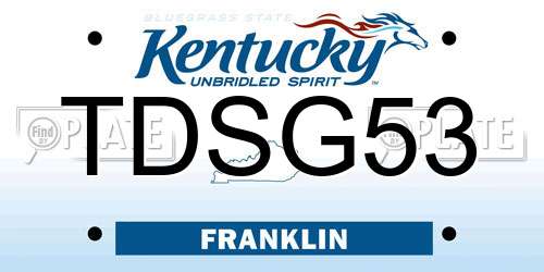 TDSG53 Kentucky License Plate