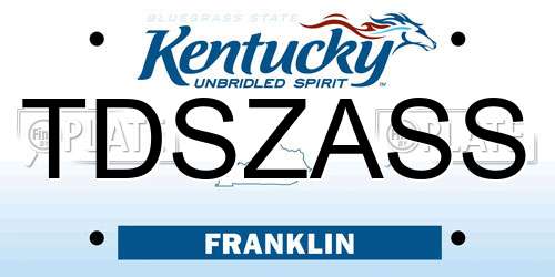 TDSZASS Kentucky License Plate