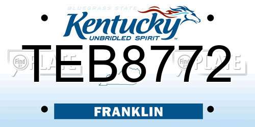 TEB8772 Kentucky License Plate