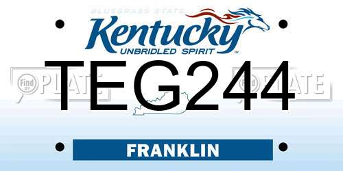 TEG244 Kentucky License Plate