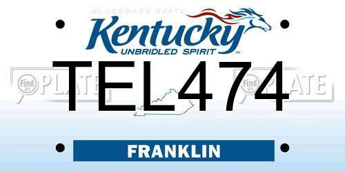 TEL474 Kentucky License Plate