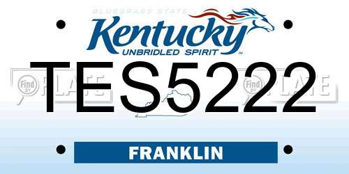 TES5222 Kentucky License Plate