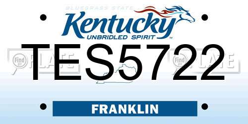 TES5722 Kentucky License Plate