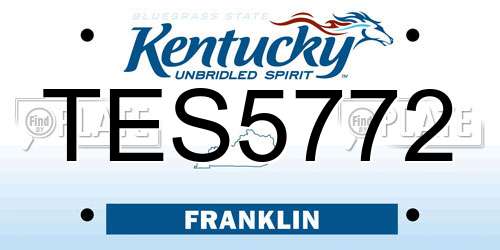 TES5772 Kentucky License Plate