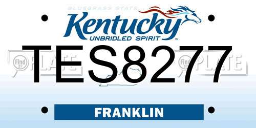 TES8277 Kentucky License Plate