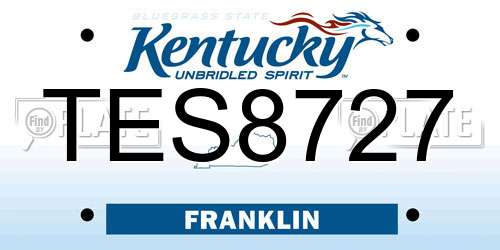 TES8727 Kentucky License Plate