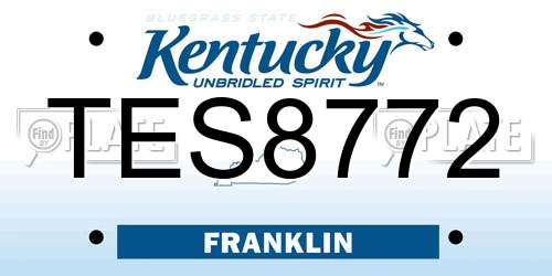 TES8772 Kentucky License Plate