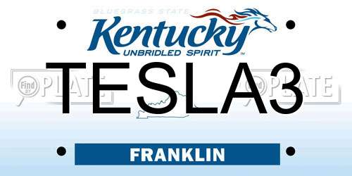 TESLA3 Kentucky License Plate
