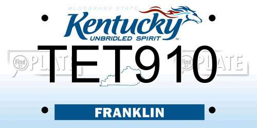 TET910 Kentucky License Plate