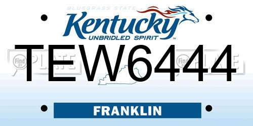 TEW6444 Kentucky License Plate