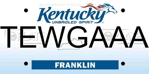 TEWGAAA Kentucky License Plate