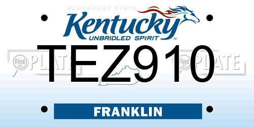 TEZ910 Kentucky License Plate