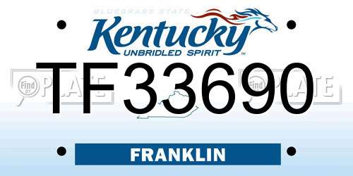 TF33690 Kentucky License Plate