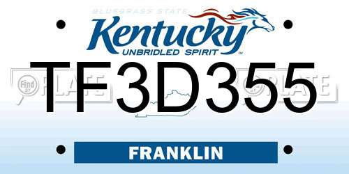TF3D355 Kentucky License Plate