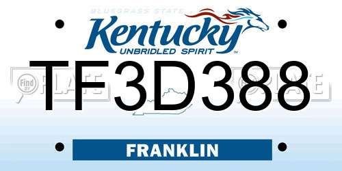 TF3D388 Kentucky License Plate