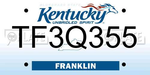 TF3Q355 Kentucky License Plate