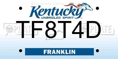 TF8T4D Kentucky License Plate