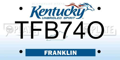 TFB74O Kentucky License Plate
