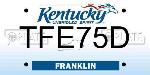 TFE75D Kentucky License Plate