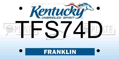 TFS74D Kentucky License Plate