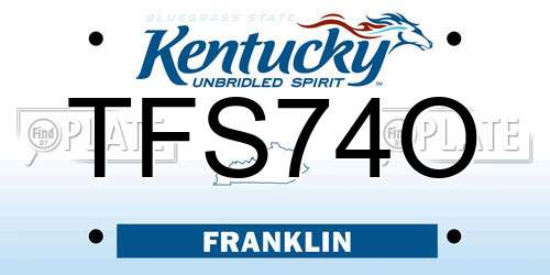 TFS74O Kentucky License Plate