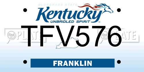 TFV576 Kentucky License Plate