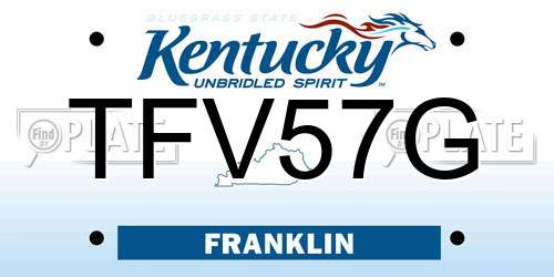 TFV57G Kentucky License Plate