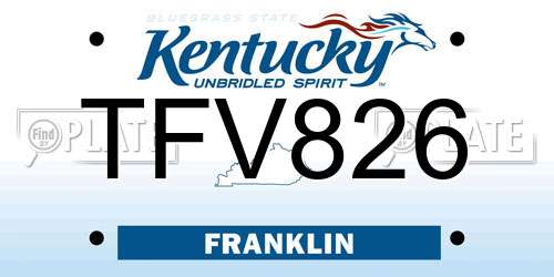 TFV826 Kentucky License Plate