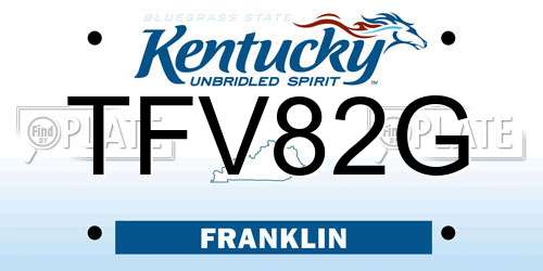 TFV82G Kentucky License Plate