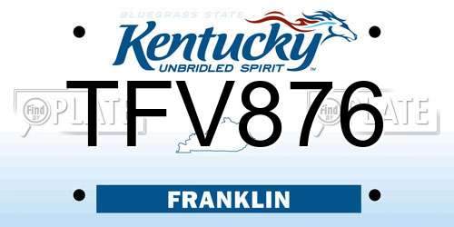 TFV876 Kentucky License Plate