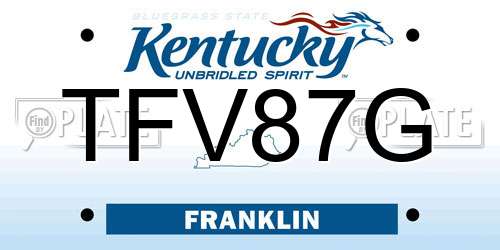 TFV87G Kentucky License Plate