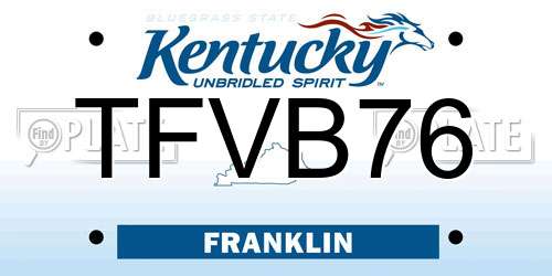 TFVB76 Kentucky License Plate