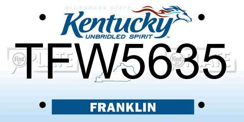 TFW5635 Kentucky License Plate