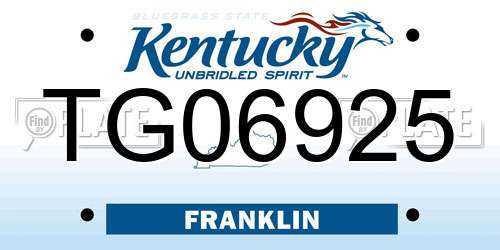 TG06925 Kentucky License Plate
