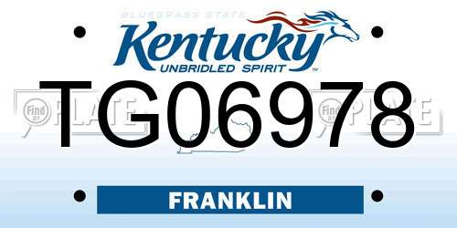 TG06978 Kentucky License Plate
