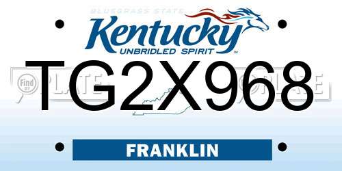 TG2X968 Kentucky License Plate
