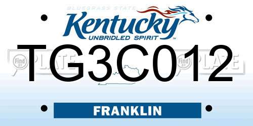 TG3C012 Kentucky License Plate