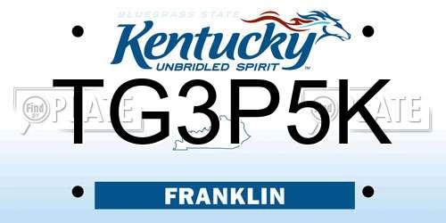TG3P5K Kentucky License Plate