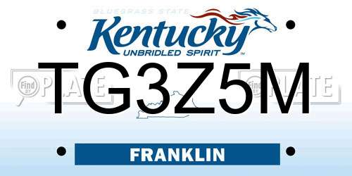 TG3Z5M Kentucky License Plate