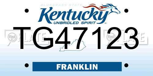 TG47123 Kentucky License Plate