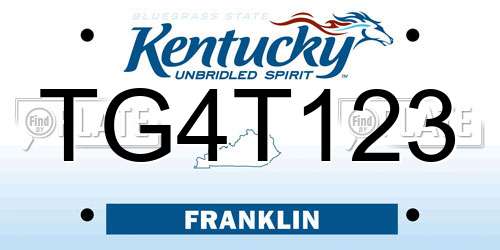 TG4T123 Kentucky License Plate